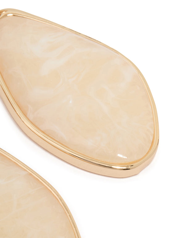 Gold Organic Stone Diamond-Shaped Drop Earrings