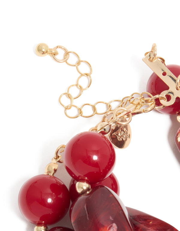 Red Beaded Long Bracelet