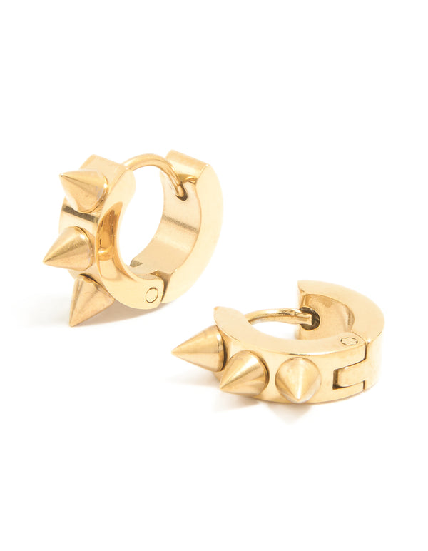 Gold Plated Surgical Steel Pointed Spikey Clicker Earrings