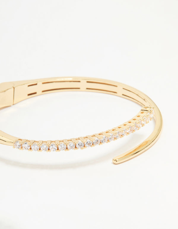 Gold Diamante Hinge Bangle