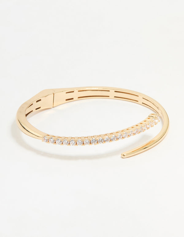 Gold Diamante Hinge Bangle