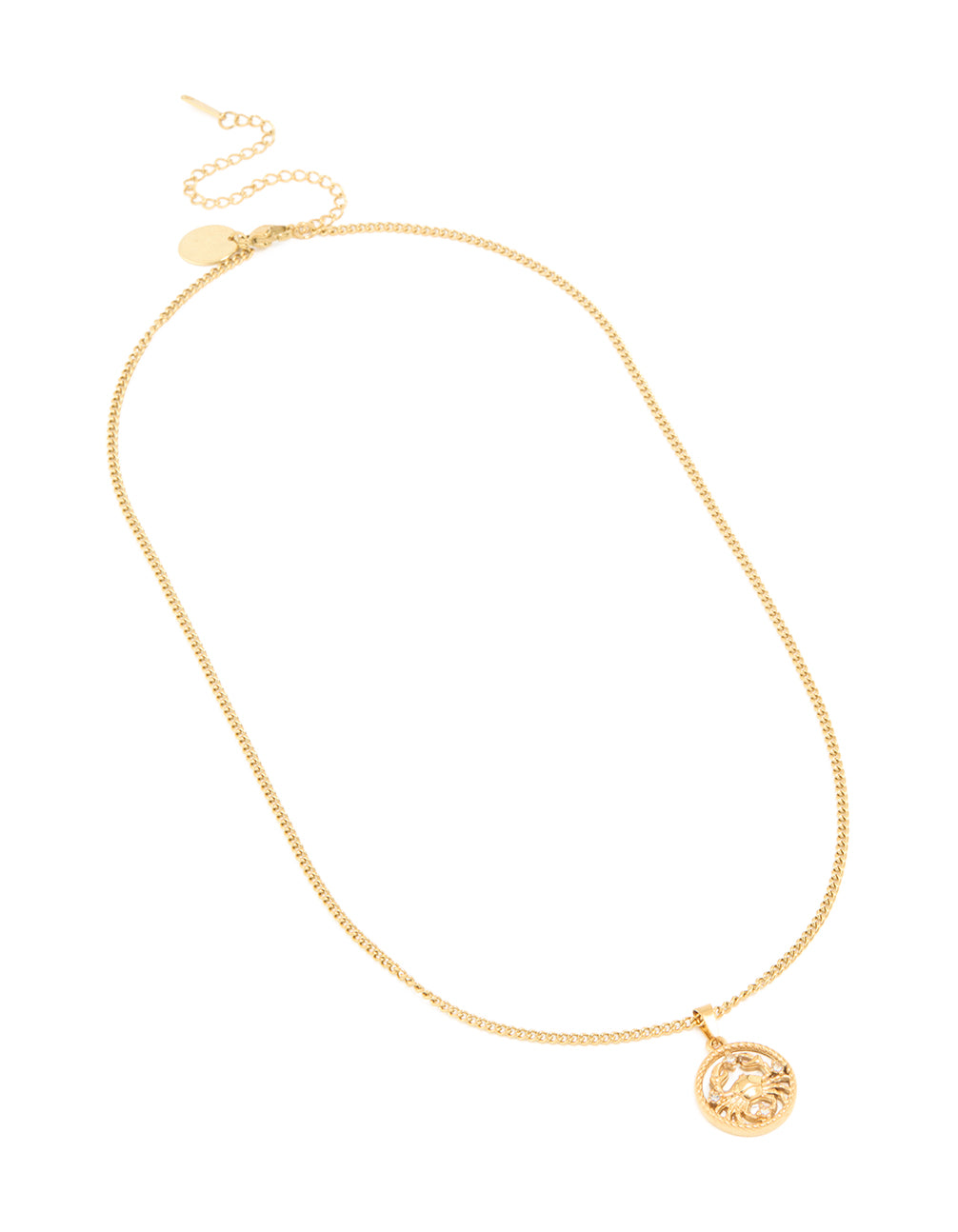 Waterproof Gold Plated Stainless Steel Cancer Circle Zodiac Sign Necklace