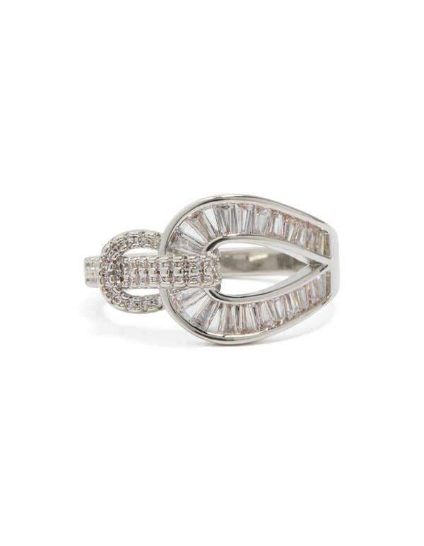 Silver Cubic Zirconia Knot Ring