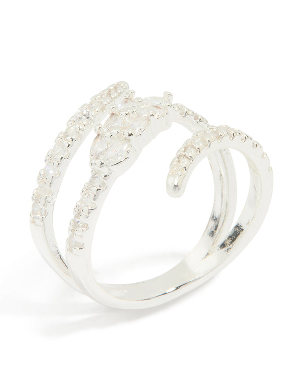 Silver Plated Cubic Zirconia Wrap Around Ring