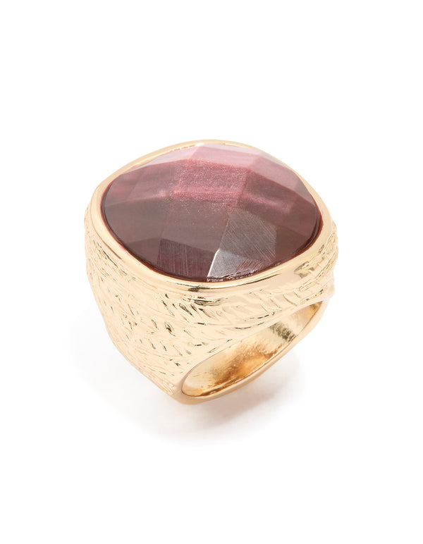 Gold Burgundy Jewel Ring