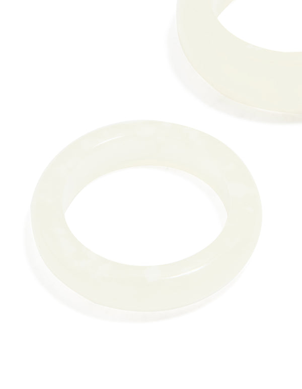 White Acrylic Marbled Rings 2-Pack