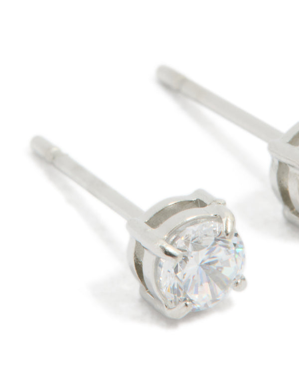 Stainless Steel 4mm Prism Stud Earrings
