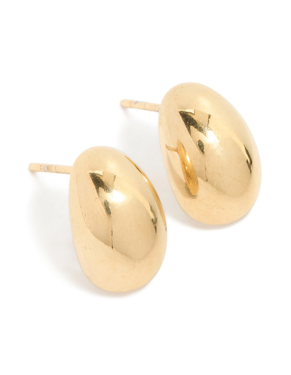 Crafted from waterproof gold plated stainless steel chunky stud earrings in gold front view