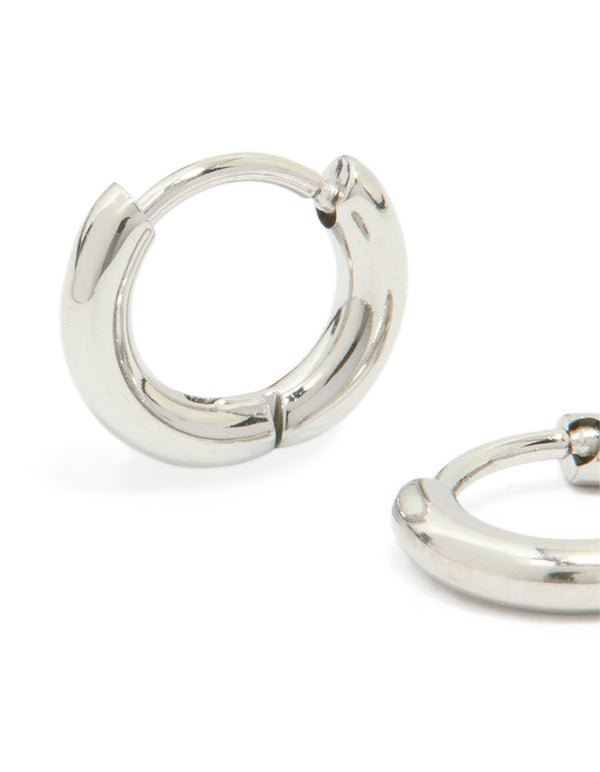 Waterproof Stainless Steel Clicker Hoop Earrings 8 MM