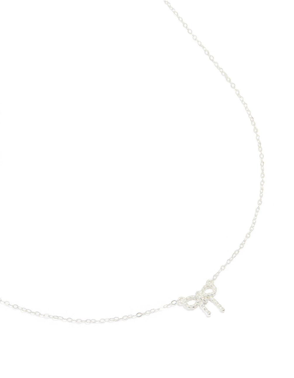 Sterling Silver Textured Bow Necklace