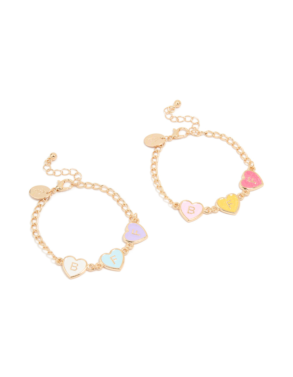 Kids Gold Pastel Best Friends Charm Bracelets 2-Pack