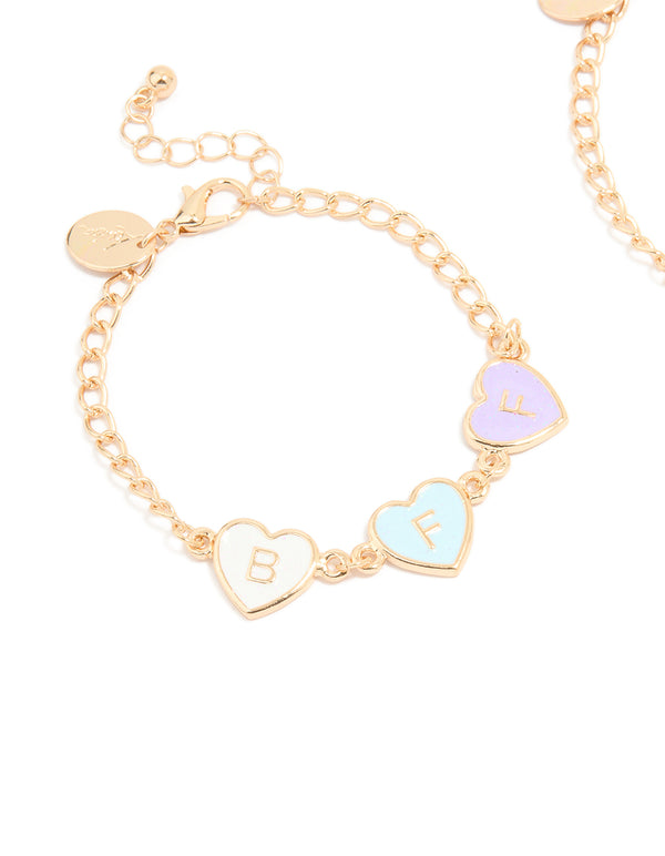 Kids Gold Pastel Best Friends Charm Bracelets 2-Pack