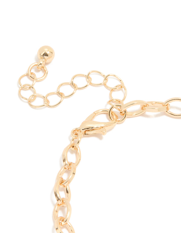 Kids Gold Pearl & Butterfly Charm Bracelet