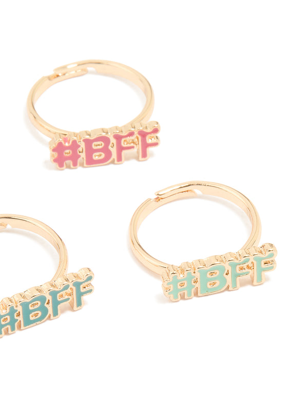 Kids Gold Drip Effect Best Friends Rings 6-Pack