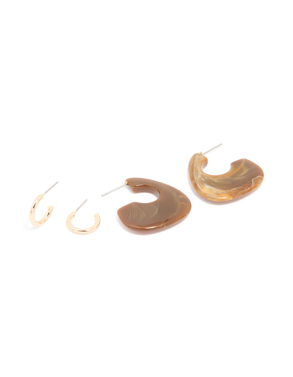 Gold & Brown Acrylic Hoop Earrings 2-Pack
