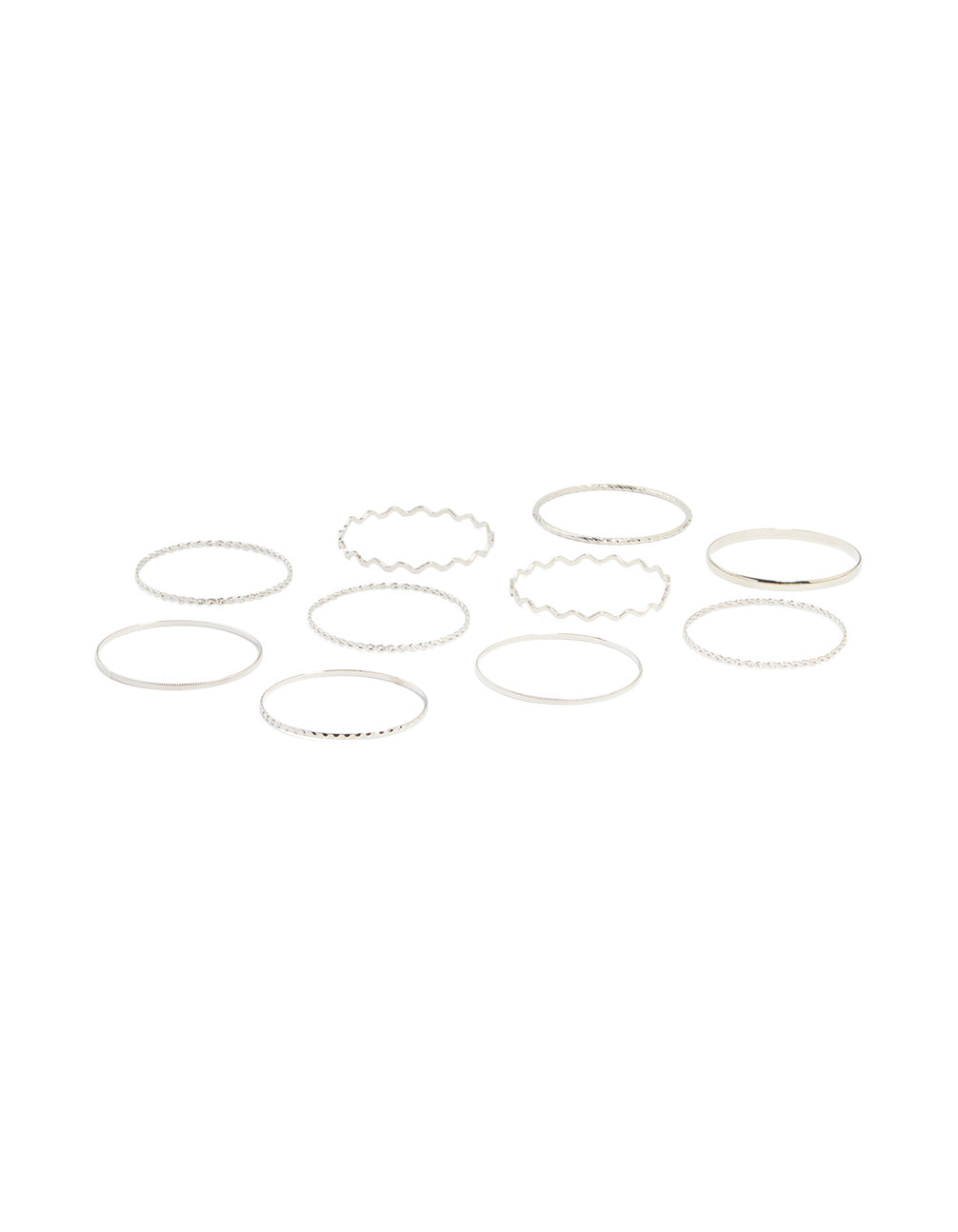 Silver Rope & Textured Bangles 10-Pack