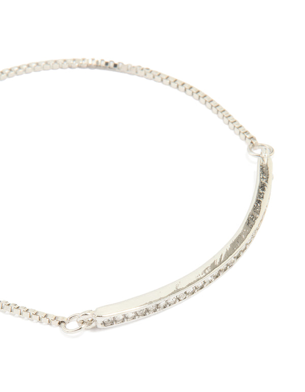 Silver Diamante Pavé Toggle Bracelet
