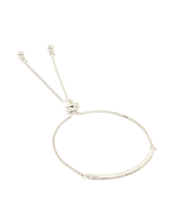 Silver Diamante Pavé Toggle Bracelet