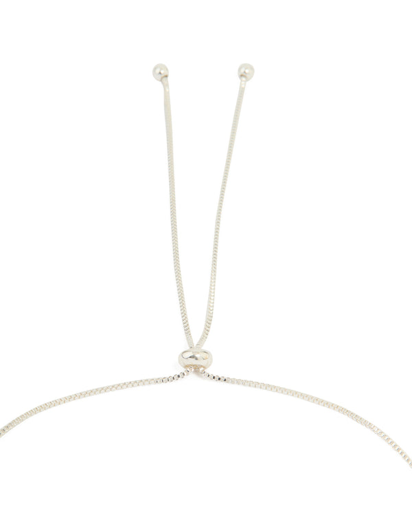 Silver Cubic Zirconia Y-Necklace & Cup Chain Earrings Set