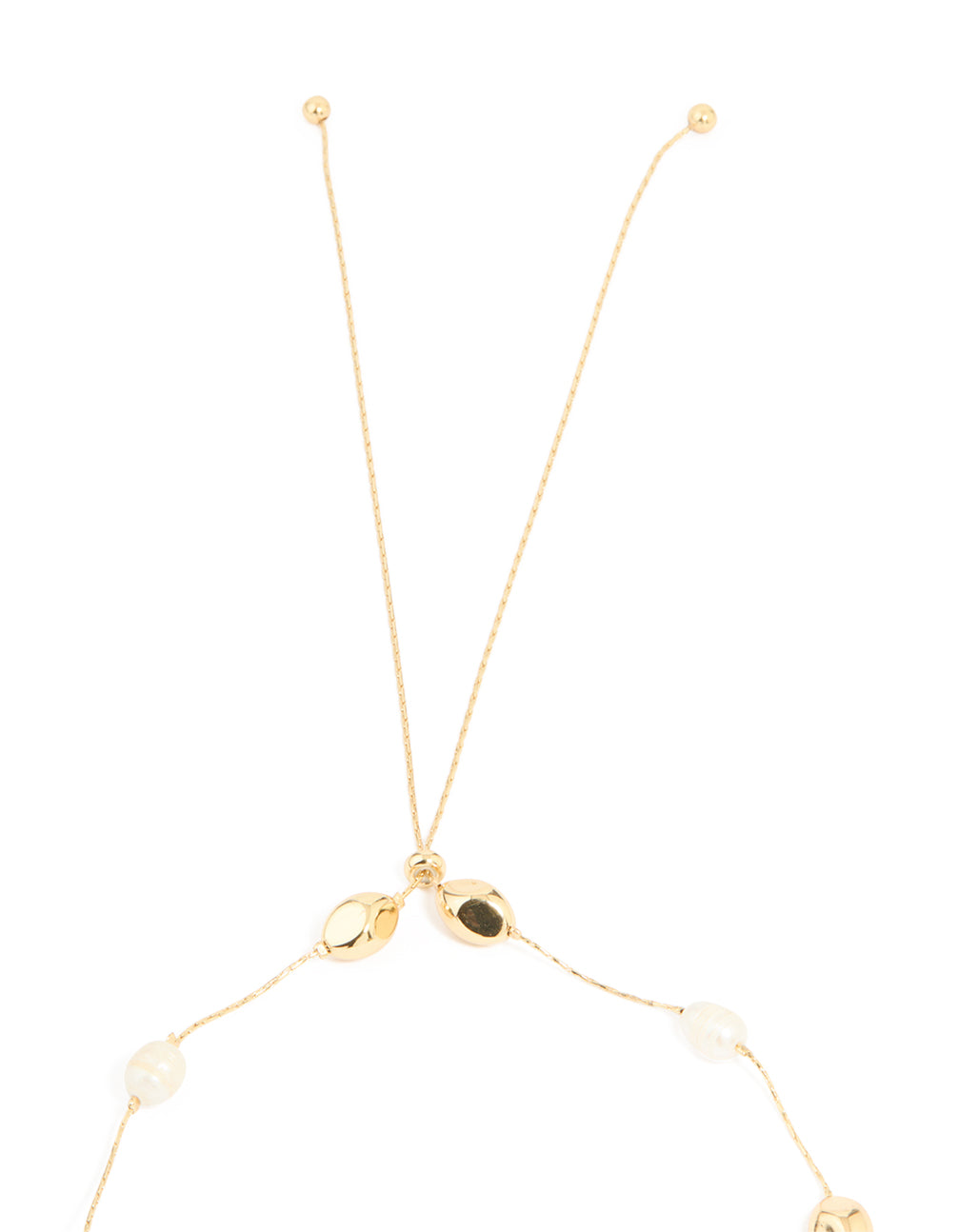 Gold Plated Freshwater Pearl Molten Station Adjustable Necklace