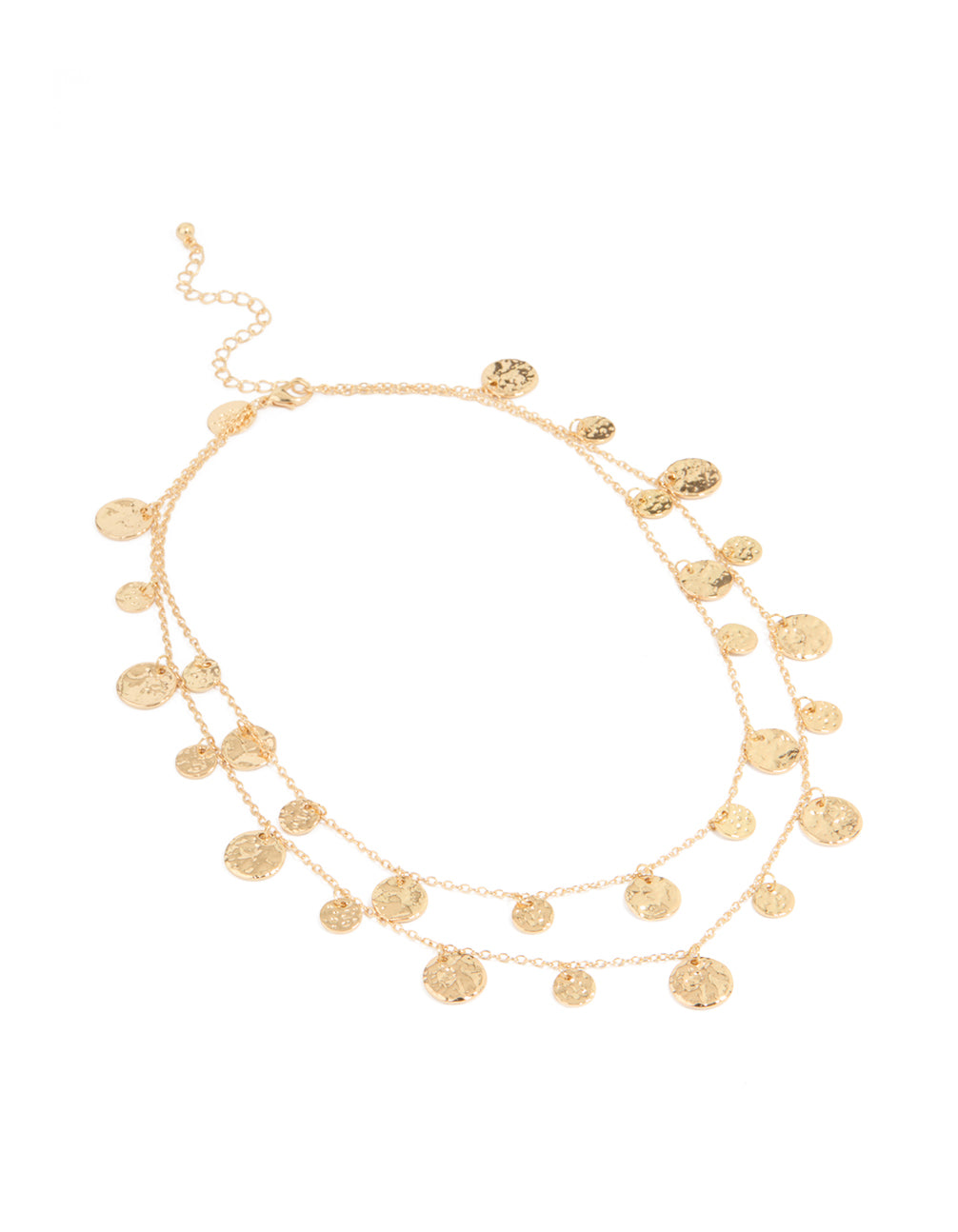 Gold Mini Organic Disc Layered Necklace