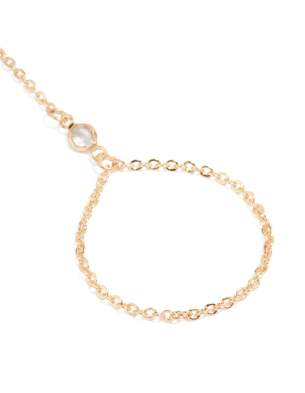 Gold Diamante Triangular Hand Chain