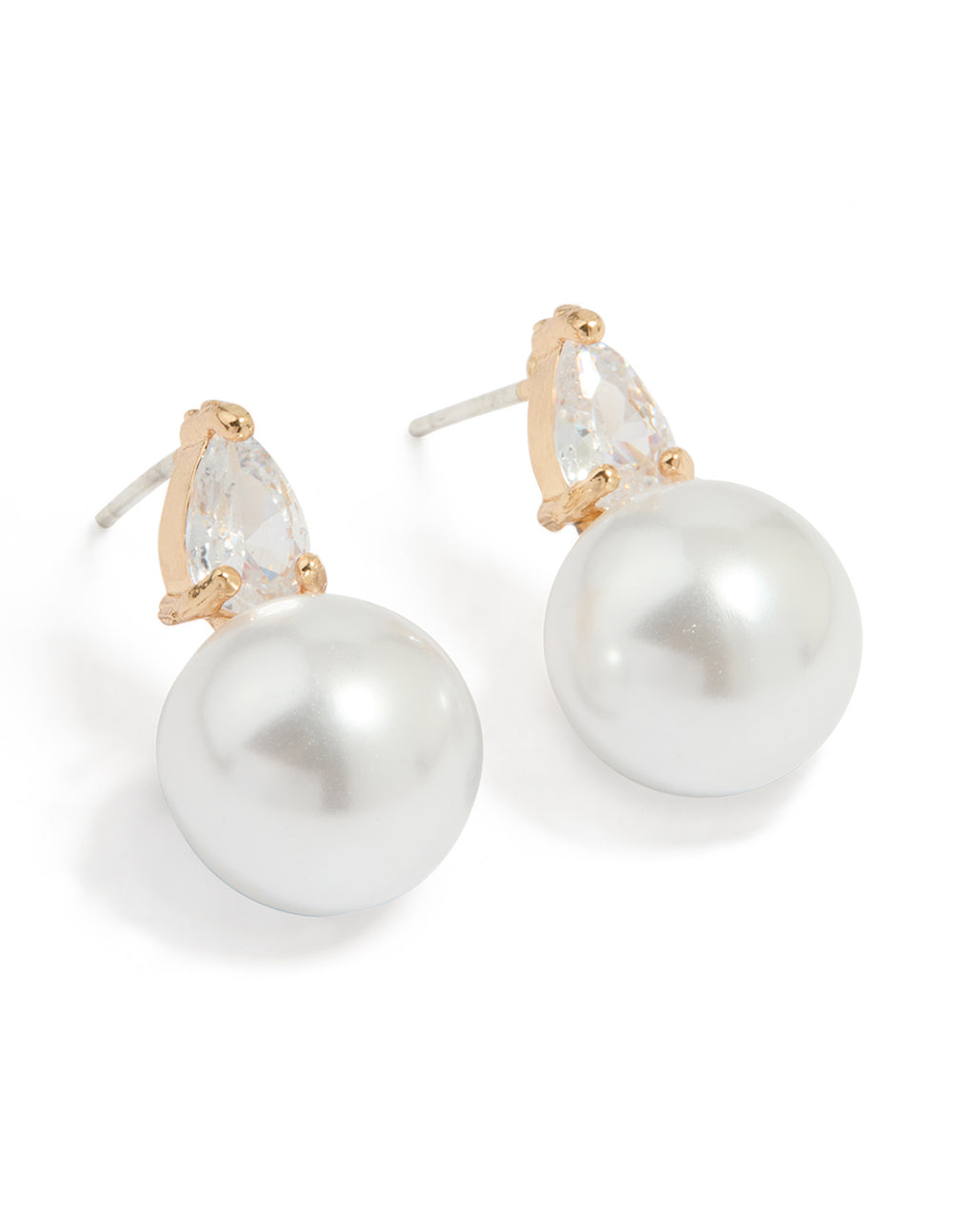 Gold Plated Mini Cubic Zirconia Pearl Drop Earrings