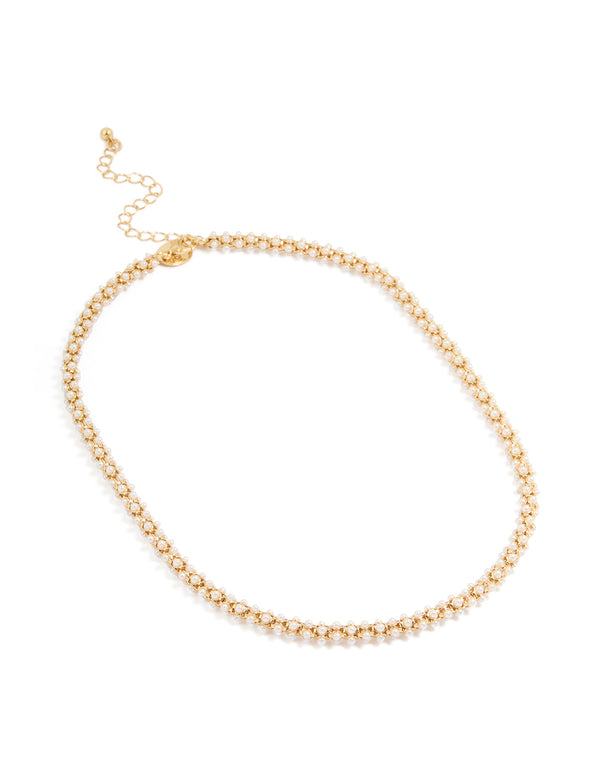 Gold Plated Pearl Station Necklace