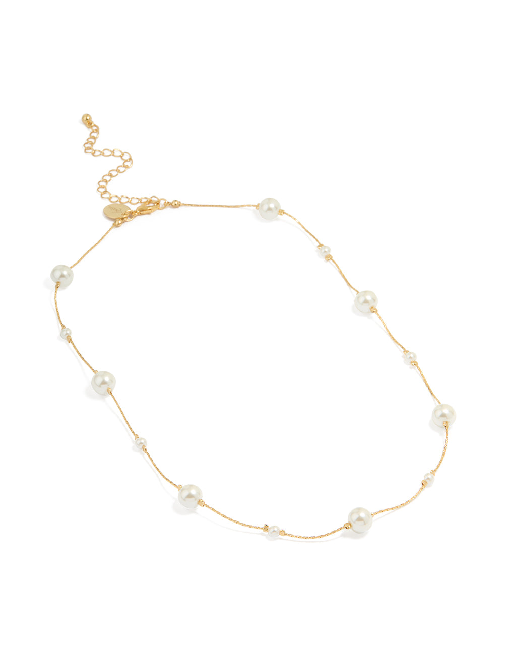 Gold Plated Pearl Alternating Necklace