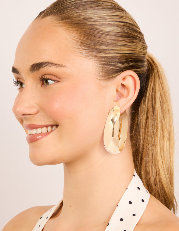 Gold Large Thin Hoop Earrings