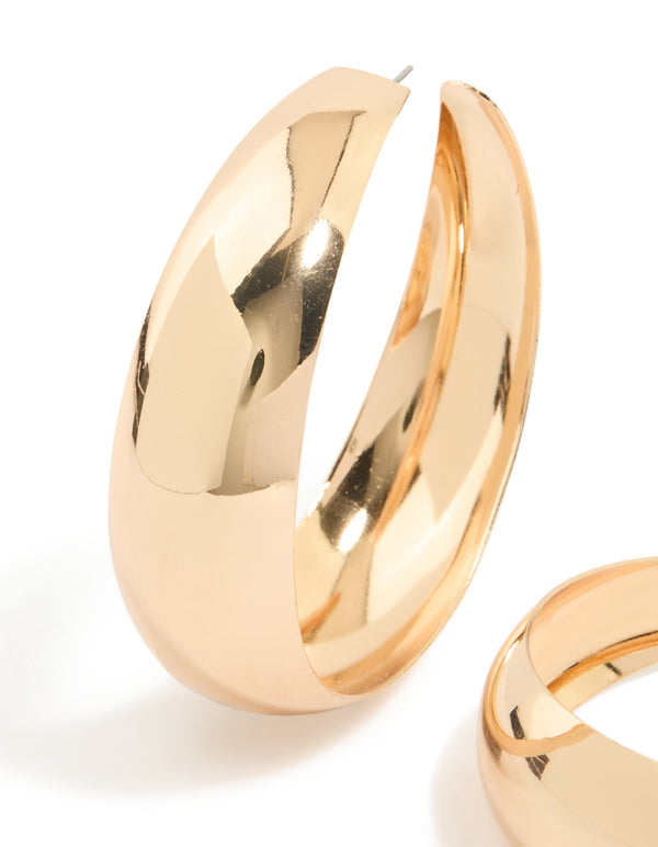 Gold Large Thin Hoop Earrings