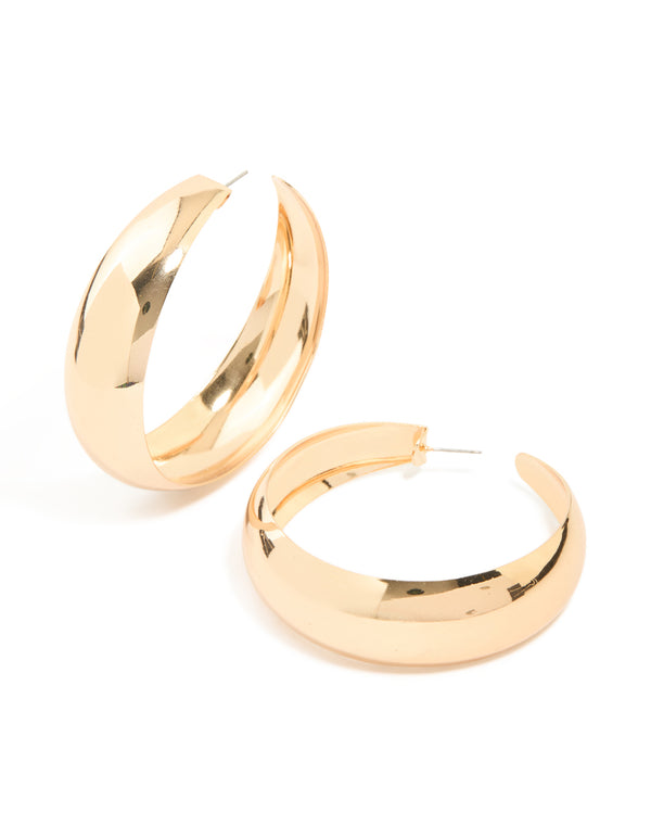 Gold Large Thin Hoop Earrings