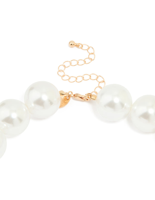 Gold Pearl Strand Large Necklace