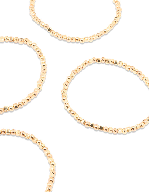 Gold Beaded Bracelets 6-Pack