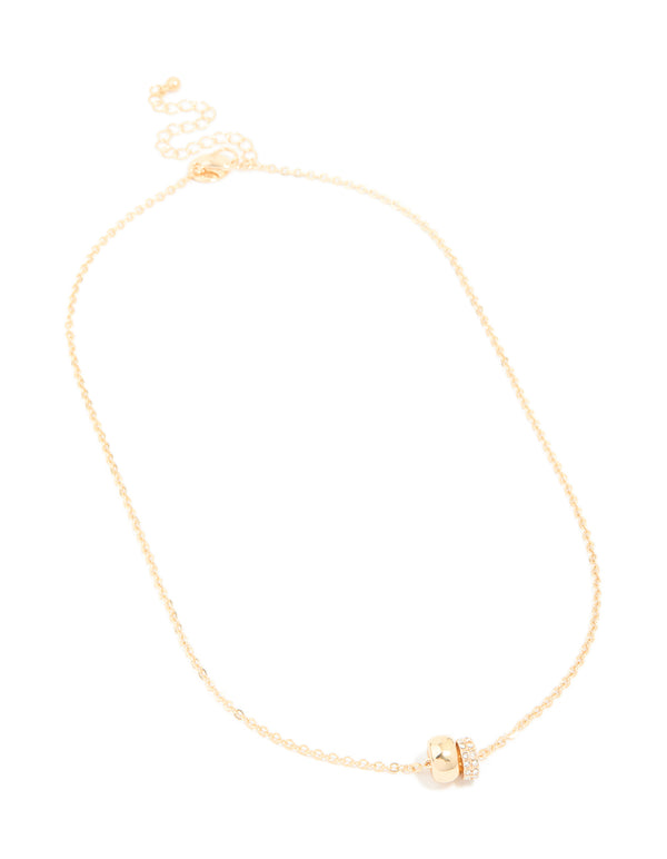 Gold Double Loop Rondell Pendants Necklace