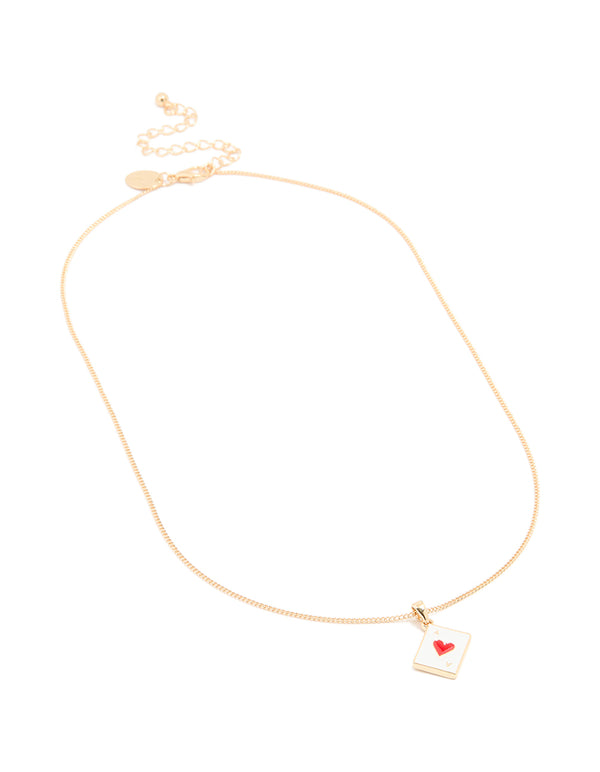 Gold Heart Card Mini Pendant Necklace