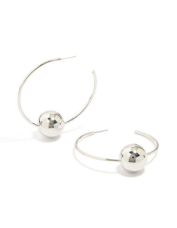 Silver Ball Hoop Earrings