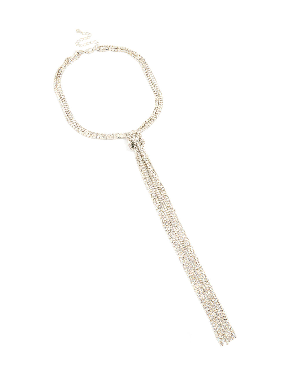 Silver Diamante Cup Chain Toggle Detail Necklace