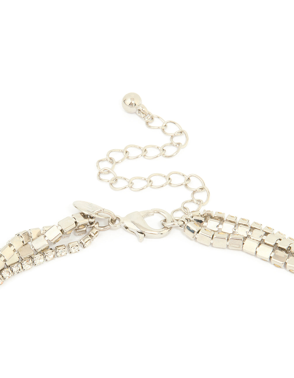 Silver Diamante Cup Chain Toggle Detail Necklace