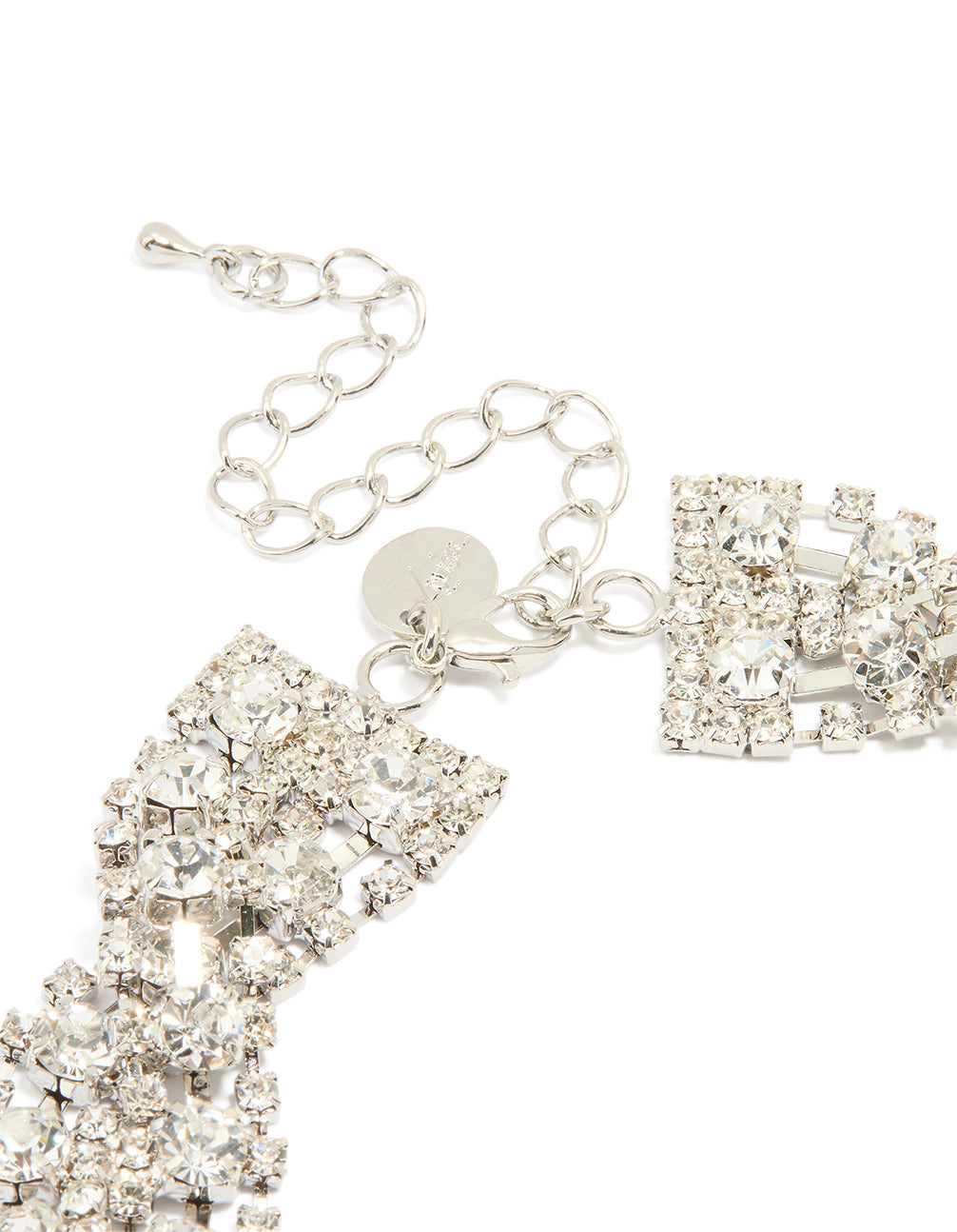 Silver Diamante Crossover Choker Necklace