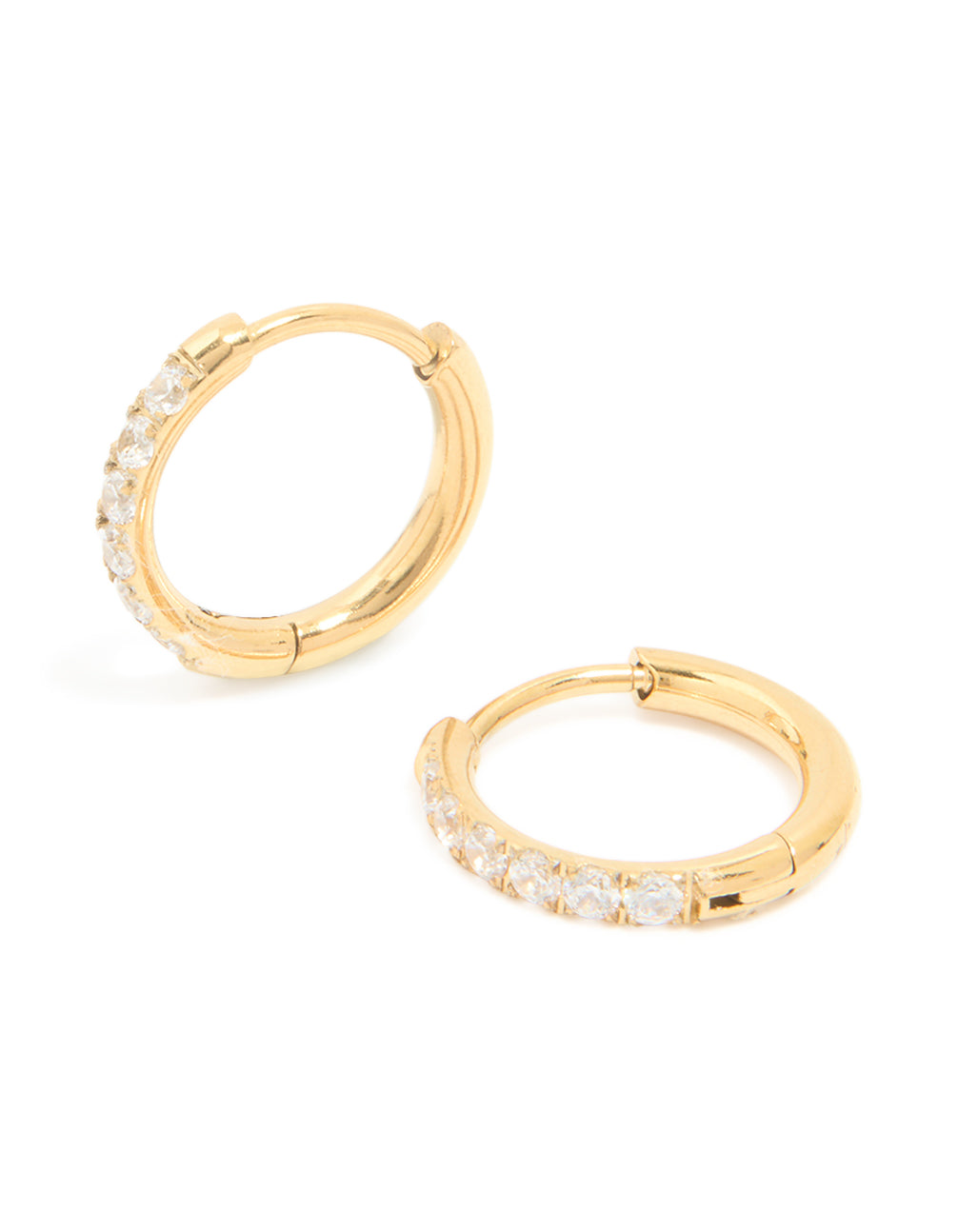 Gold Plated Surgical Steel Cubic Zirconia Chunky Sleeper Earrings