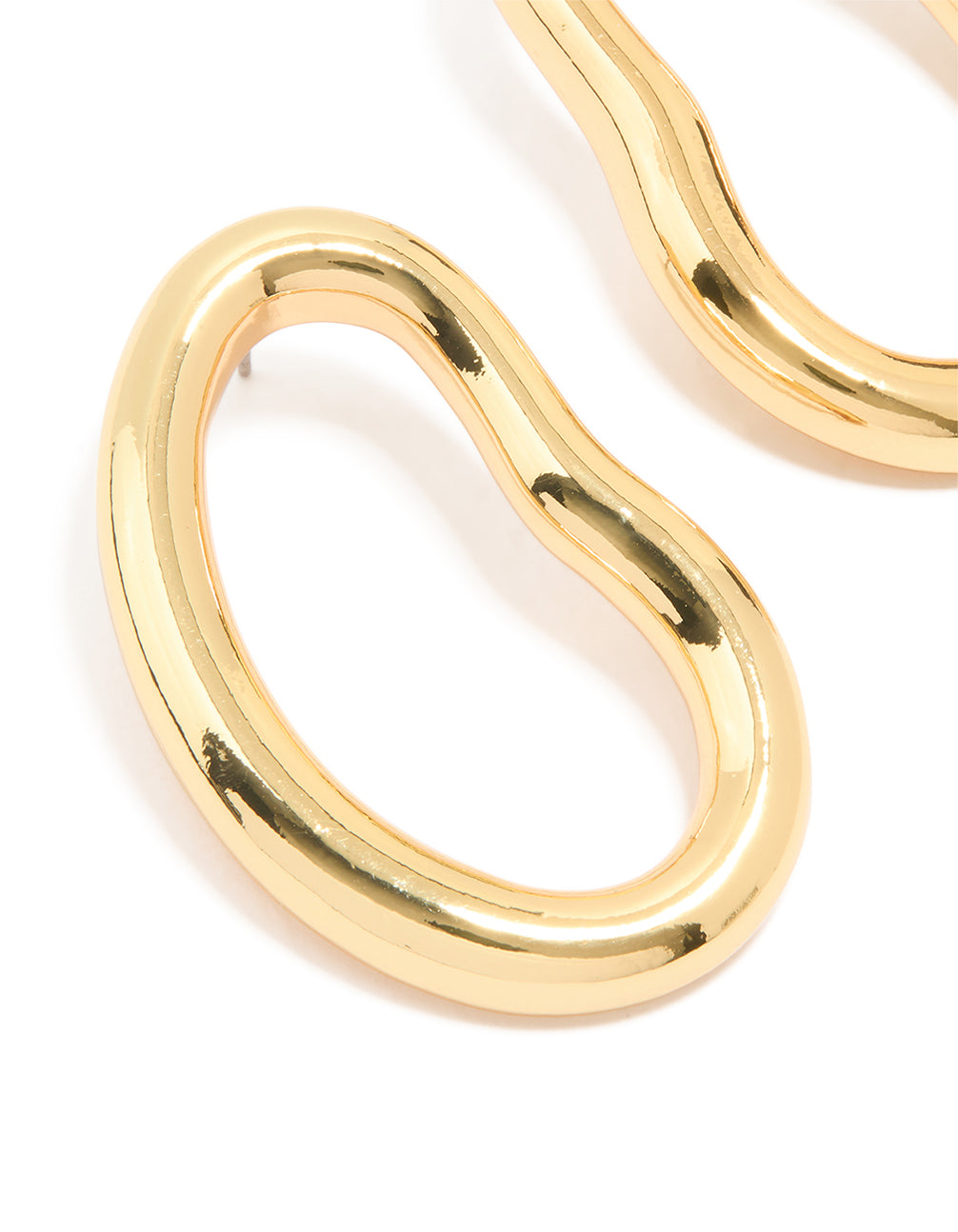 Gold Plated Organic Open Oval Stud Earrings