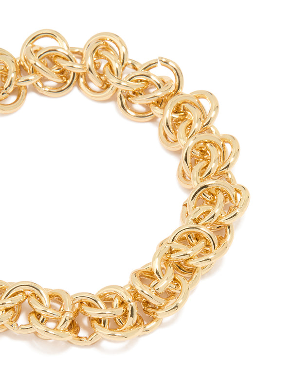 Gold Plated Chunky Interwoven Link Bracelet