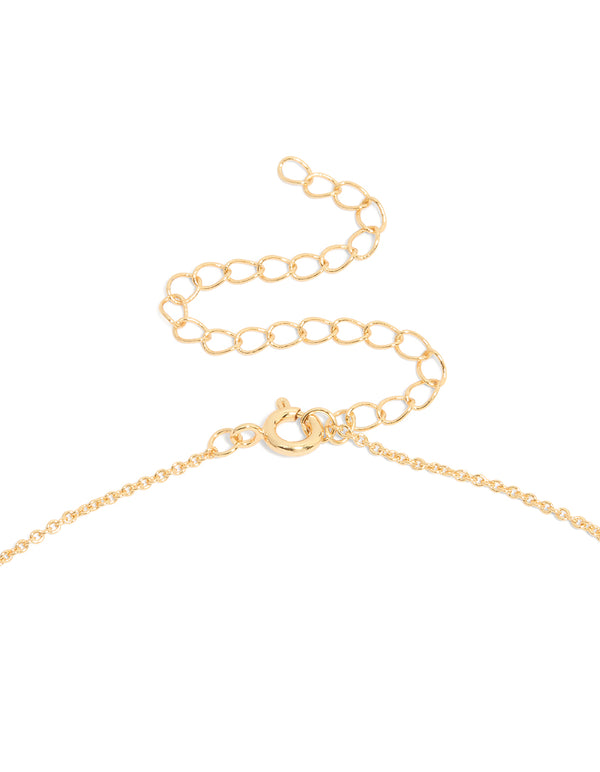 Gold Plated Cubic Zirconia Hollow Flower Necklace