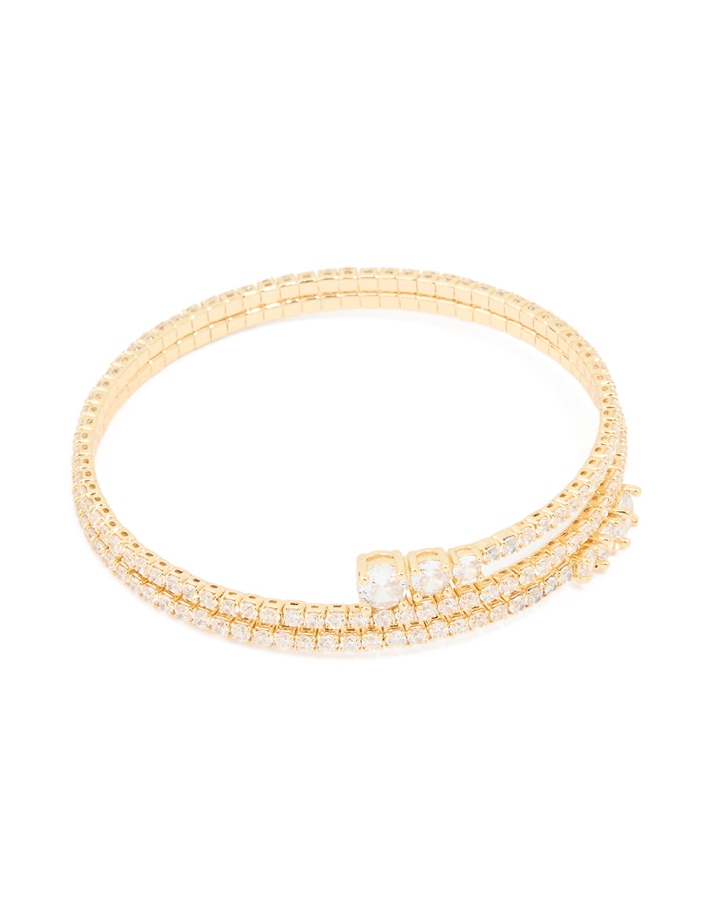 Gold Plated Cubic Zirconia Layered Bangle