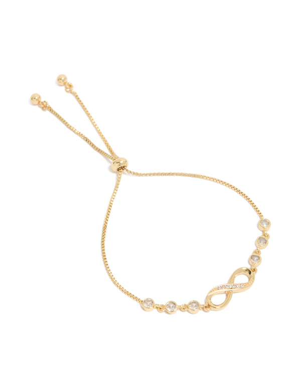 Gold Plated Cubic Zirconia Infinity Toggle Bracelet