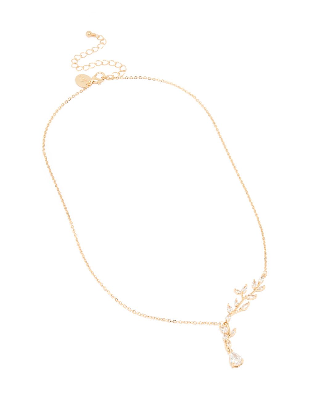 Gold Cubic Zirconia Vine Pear Necklace