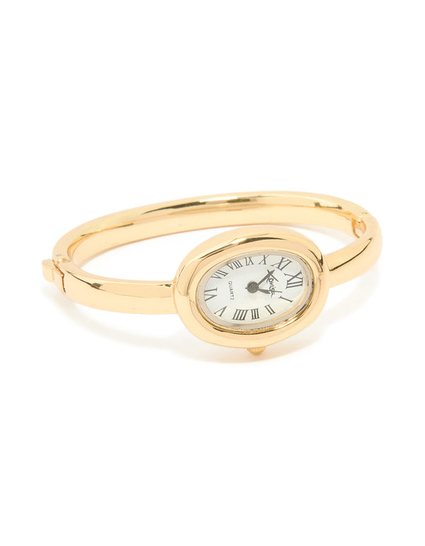 Gold Oval Bangle Watch