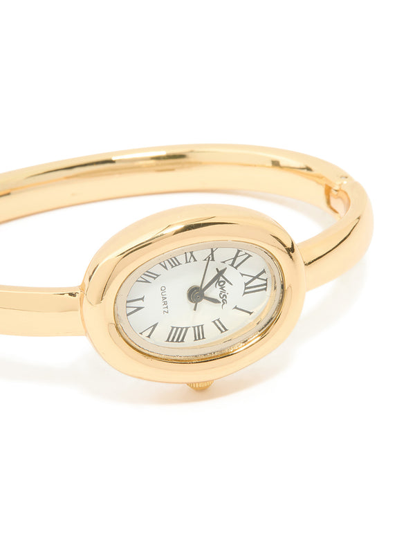Gold Oval Bangle Watch