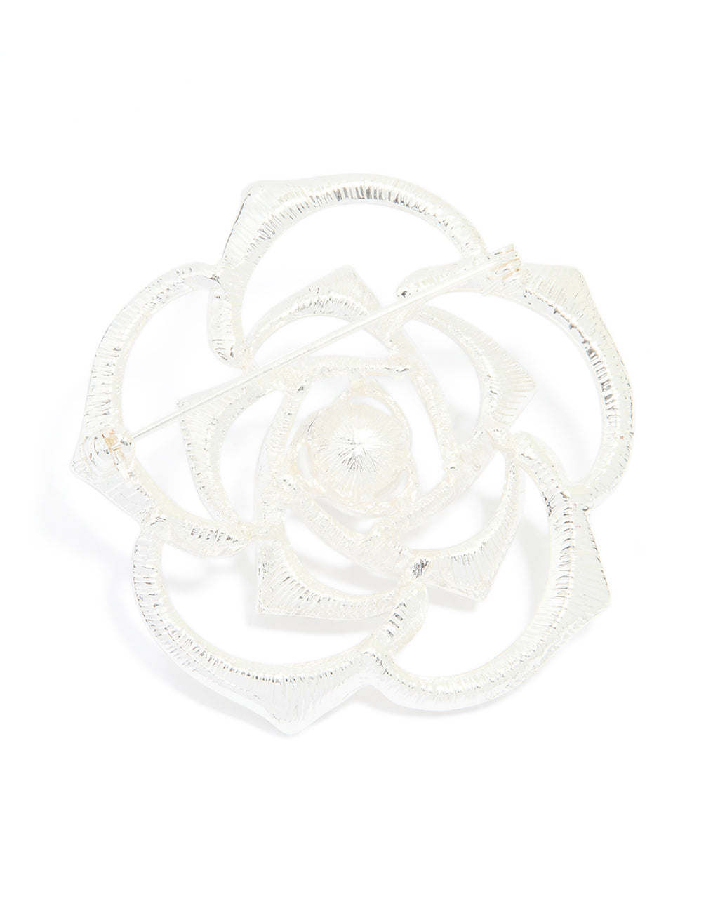 Silver Diamante & Pearl Rose Brooch